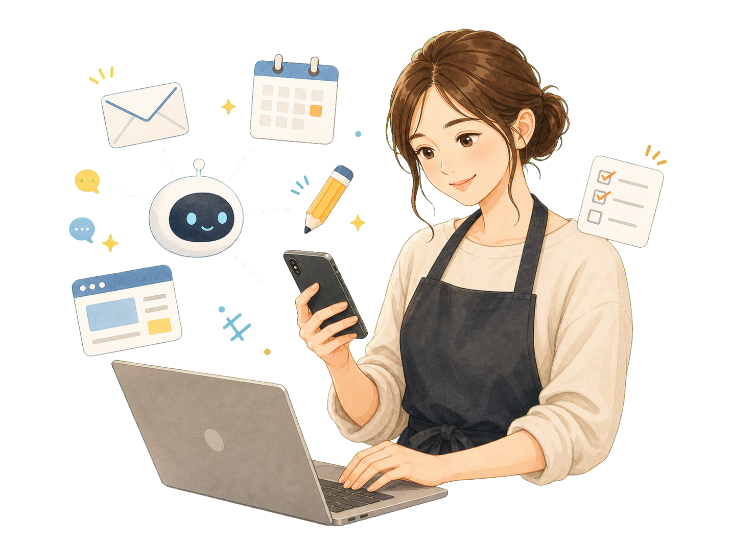 お店の店長さん（イラスト）
